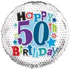 Round 18" 50th Birthday Foil Helium Balloon (Not Inflated) - Age 50 Male Stars