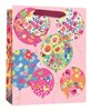 Large Floral Gift Bag Pink with Flowers and Butterflies in Balloons 13x10.5"