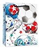 Large Gift Bag - Football Design with Red Blue and Green Stars & Tag 13x10.5"