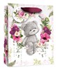 Medium Female Gift Bag - Grey Bear with Butterflies & Flowers 10"x8.5"