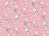 Cute Wrapping Paper - 1 Sheet & Matching Tag - Grey Bear with Cupcake Flowers