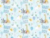New Baby Boy Gift Wrapping Paper 1 Sheet & Matching Tag - Animals & Balloons