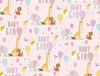 New Baby Girl Gift Wrapping Paper 1 Sheet & Matching Tag - Animals & Balloons