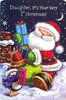 Daughter's 1st Christmas Card - Santa, Gifts & Chimney, with Foil 9x6"