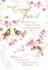 Special Friend Birthday Card - Birds on Blossom Tree with Gold Foil & Verse 9x6"