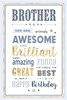 Brother Birthday Card - Blue Border Awesome & Brilliant with Gold Foil 9x6"