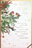 To Both of You Christmas Card -  Robins on Holly Tree with Gold Foil Verse 9x6"