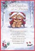 Grandson & Partner Christmas Card - Bears on Bench with Verse & Silver Foil 9x6"