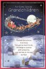Grandchildren Christmas Card - Santa in Sleigh at Night with Silver Foil 9x6"