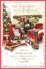 Grandson & Girlfriend Christmas Card with Insert - Living Room & Gold Foil 9x6"