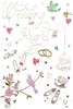 Wedding Day Regret Card & Envelope - Birdcage Top Hat Rings Silver Foil 5.5x3.5"