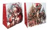Set of 2 Midi Jumbo Christmas Gift Bags Ribbon Handle Tag - Santa & Reindeer