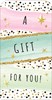 Money Wallet Gift Card & Envelope - Pink and Green with Gold Foil Spots Star 7x3