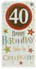 Money Wallet Gift Card & Envelope - 40th Birthday With Gold Foil 7x3.5"