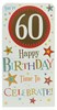 Money Wallet Gift Card & Envelope - 60th Birthday With Gold Foil 7x3.5"