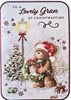 Gran Christmas Card - Santa Bear & Wreath by Lamppost Glitter & Foil 7.75x5.25"