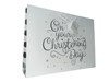 Extra Large Christening Gift Bag - Landscape White with Silver Foil 17.5x13x4"
