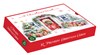 Box of 12 Large Christmas Cards - Xmas Tree Outside House with Red Door Red Foil