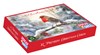 Box of 12 Large Christmas Cards - Robin on Holly Branch in Snow with Red Foil