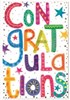 Congratulations Card - Multicoloured Congratulations Stars & Foil  7.5x5.25"