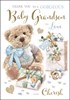 Jonny Javelin Thank You For Baby Grandson Card - Teddy Blue Bow 9x6.25"
