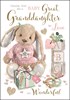 Jonny Javelin Thank You For New Great Granddaughter Card - Bunny in Pink Jumper