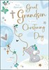 Great Grandson Christening Card - Elephant with Balloons Glitter and Foil 9x6"