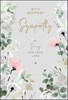 Jonny Javelin Caring Thoughts Sympathy Card - Flower Border Gold Foil 7.5x5.25"