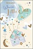 Birth of Baby Boy Card - Welcome to the World Little One Blue Balloons 7.5x5.25"