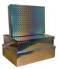 Set Of 3 Christmas Holographic Nested Shirt Gift Boxes - Metallic Silver Swirls