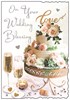 Jonny Javelin Wedding Blessing Card Champagne Glasses Cake 9x6.25"