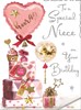 Jonny Javelin Niece Birthday Card - Pink Heart Balloon Presents & Foil 7.25x5.5"