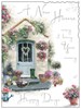 Jonny Javelin New Home Card - House with Wellies & Flowers Silver Foil 7.25x5.5"