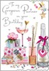 Jonny Javelin Partner Birthday Card - Pink Cocktail Champagne Silver Foil 9x6.25