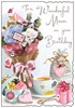 Jonny Javelin Mam Birthday Card - Bouquet of Flowers Lemon Tea and Foil 9x6.25"