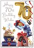 Jonny Javelin 70th Birthday Card - Age 70 Cupcake Presents Silver Foil 9x6.25