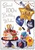 Jonny Javelin Age 100 Birthday Card - 100th Birthday Cake Blue Balloons 9x6.25"