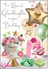 Jonny Javelin Granddaughter Birthday Card - Floral Cake Balloons Gifts 9x6.25
