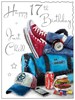 Age 17 Birthday Card - 17th Birthday Red Trainers Blue Sports Bag 7.5x5.5"