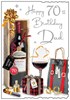 Jonny Javelin Dad 70th Birthday Card - Red Wine with Silver Foil  9x6.25"