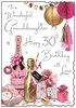 Jonny Javelin Granddaughter 30th Birthday Card - Champagne Bottle Glitter 9x6.25