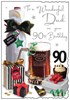 Dad 90th Birthday Card - Beer Tankard Presents and Cupcake with Foil 9x6.25"