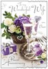 Wife Pearl 30th Wedding Anniversary Card - Champagne Flutes Flowers & Foil 9x6"