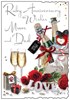 Mum & Dad Ruby 40th Wedding Anniversary Card - Champagne & Glasses 9x6"