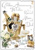 Mum & Dad Golden 50th Wedding Anniversary Card - Champagne Bucket 9"x6.25"