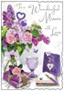 Jonny Javelin Mum Birthday Card - Purple Flowers with Silver Foil 9" x 6.25"