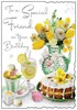 Jonny Javelin Special Friend Birthday Card - Lemon Cake and Flowers 9x6.25"