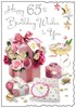 Jonny Javelin 65th Birthday Card - Flowers in Pink Box and Silver Foil 9"x6.25"