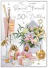Jonny Javelin Special Friend 50th Birthday Card - Champagne Flute Flowers 9x6.25
