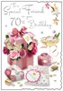 Jonny Javelin Special Friend 70th Birthday Card Pink Flower Box Cocktail 9x6.25